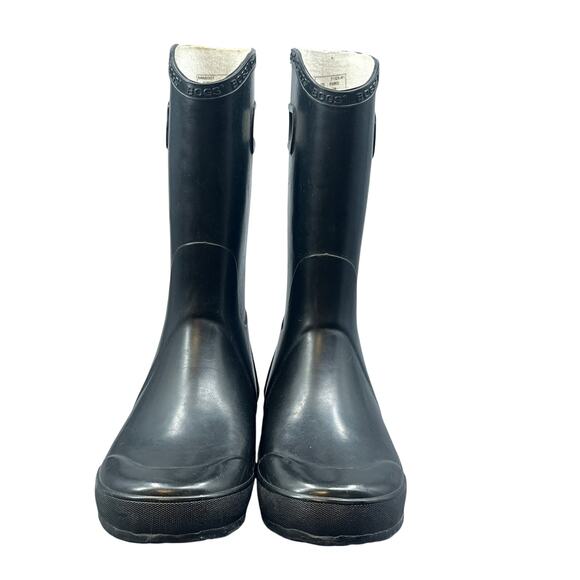 Bogs Youth Rain Boots Size 5 Black Rubber Waterproof Mid Calf Pull On Handles - Picture 2 of 10